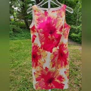 Jones New York Floral dark pink and yellow dress- size womens 12